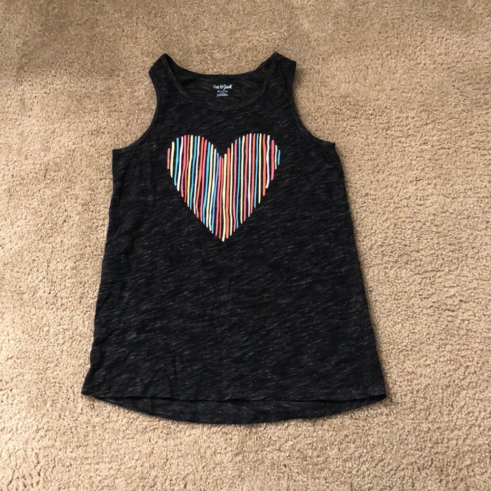 Black shirt with colorful heart